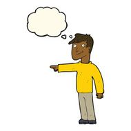 cartoon man pointing with thought bubble N139