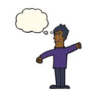 cartoon vampire man with thought bubble N84