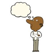 cartoon old man with folded arms thought bubble N6