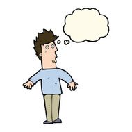cartoon surprised man with thought bubble N103
