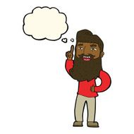 cartoon happy bearded man with idea thought bubble N6