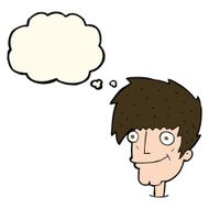 cartoon smiling man with thought bubble N22