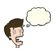 cartoon terrified man with thought bubble N169