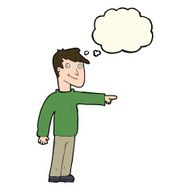 cartoon man pointing with thought bubble N141