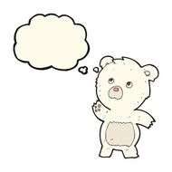 cartoon curious polar bear with thought bubble N4
