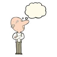 cartoon old man with folded arms thought bubble N7