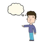 cartoon pointing man with thought bubble N59
