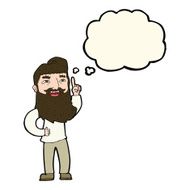 cartoon happy bearded man with idea thought bubble N7