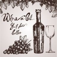 Wine sketch and vintage illustration N2