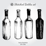 Wine bottle - sketch and vintage illustration