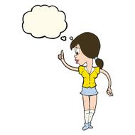 cartoon girl with idea thought bubble N15