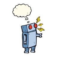 cartoon robot with thought bubble N120