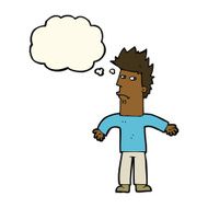 cartoon confused man with thought bubble N30