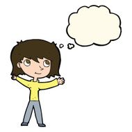 cartoon happy girl with thought bubble N71