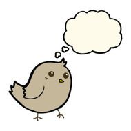 cartoon bird with thought bubble N209