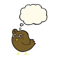 funny cartoon bird with thought bubble N98