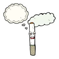 cartoon happy cigarette with thought bubble N7
