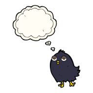 funny cartoon bird with thought bubble N100