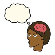 cartoon head with brain symbol thought bubble N29
