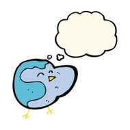 cartoon bird with thought bubble N212