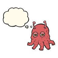 cartoon alien face with thought bubble N14