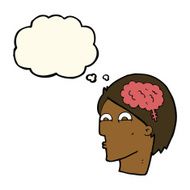 cartoon head with brain symbol thought bubble N30