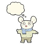 cartoon mouse in clothes with thought bubble N8