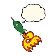 cartoon space rocket with thought bubble N16