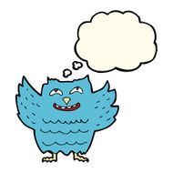cartoon happy owl with thought bubble N8