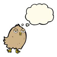 funny cartoon bird with thought bubble N102