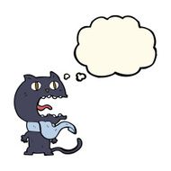 cartoon frightened cat with thought bubble N18