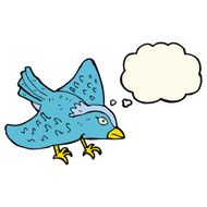 cartoon garden bird with thought bubble N29