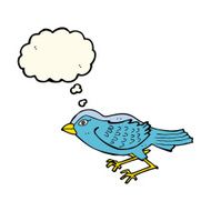 cartoon garden bird with thought bubble N30