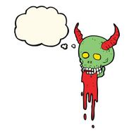 cartoon spooky halloween skull with thought bubble N8