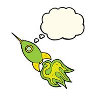 cartoon space rocket with thought bubble N18