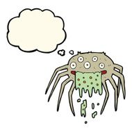 cartoon gross halloween spider with thought bubble N13