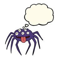 cartoon gross halloween spider with thought bubble N14