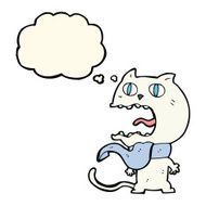 cartoon frightened cat with thought bubble N19