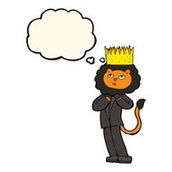 cartoon king of the beasts with thought bubble N4