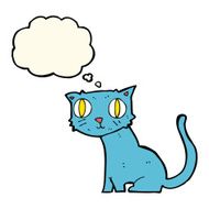 cartoon cat with thought bubble N25