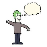 cartoon vampire man with thought bubble N87