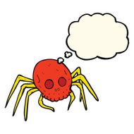 cartoon spooky halloween skull spider with thought bubble N8