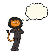 cartoon lion businessman with thought bubble N3