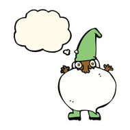cartoon tiny santa with thought bubble N11
