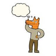 cartoon fox man with idea thought bubble N4