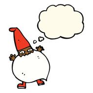cartoon tiny santa with thought bubble N12