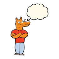 cartoon fox man with thought bubble N42