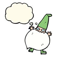cartoon tiny santa with thought bubble N14