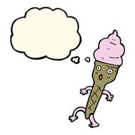 cartoon ice cream with thought bubble N7