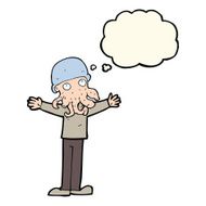 cartoon alien squid face man with thought bubble N8